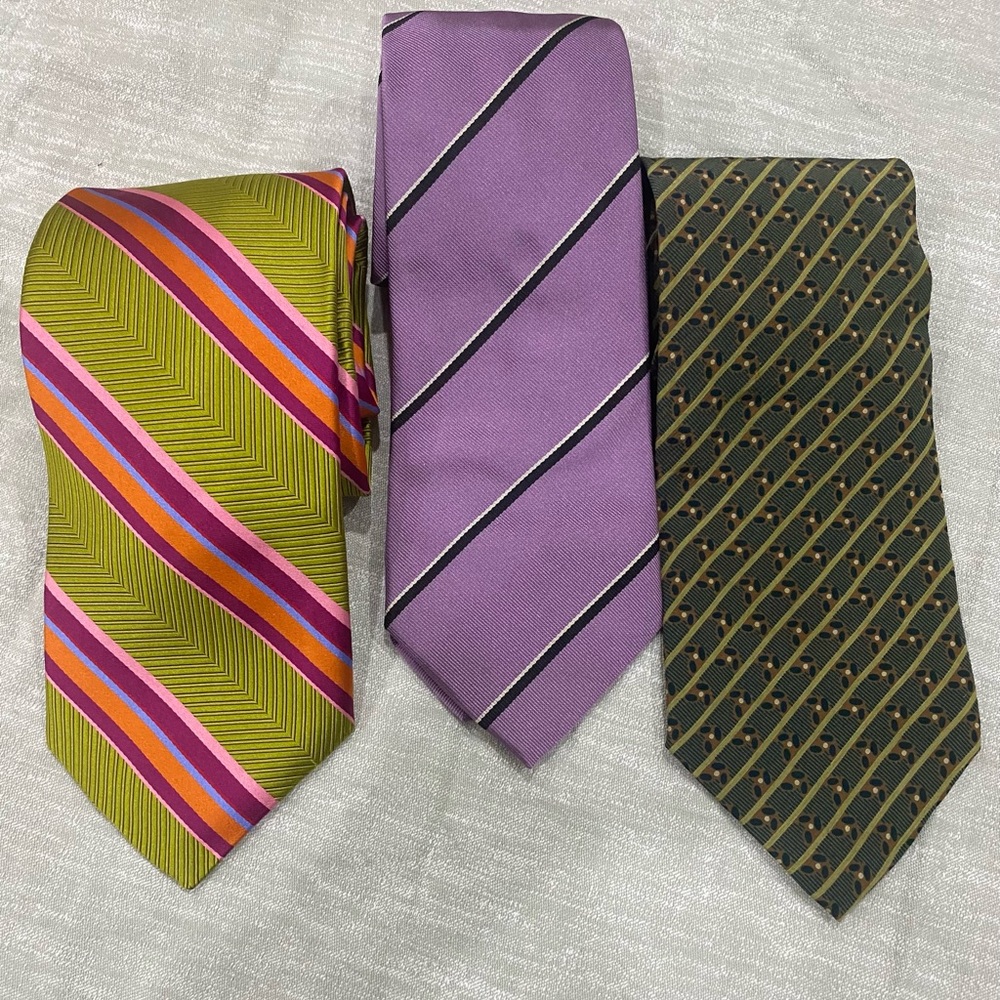 Giorgio Armani Men's Tie Trio - Olive, Purple, and Green